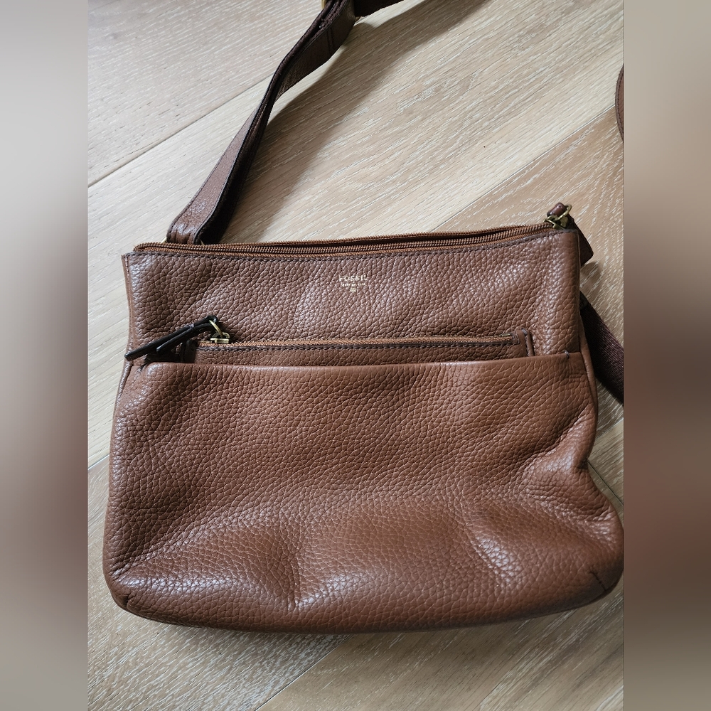 Fossil Tessa crossbody/shoulder bag in brown pebbled leather